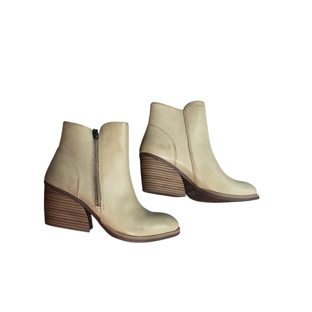 Korks Tan Off White Vegan Leather Western Boho Ankle Boot Hadley Bootie Size 7M
